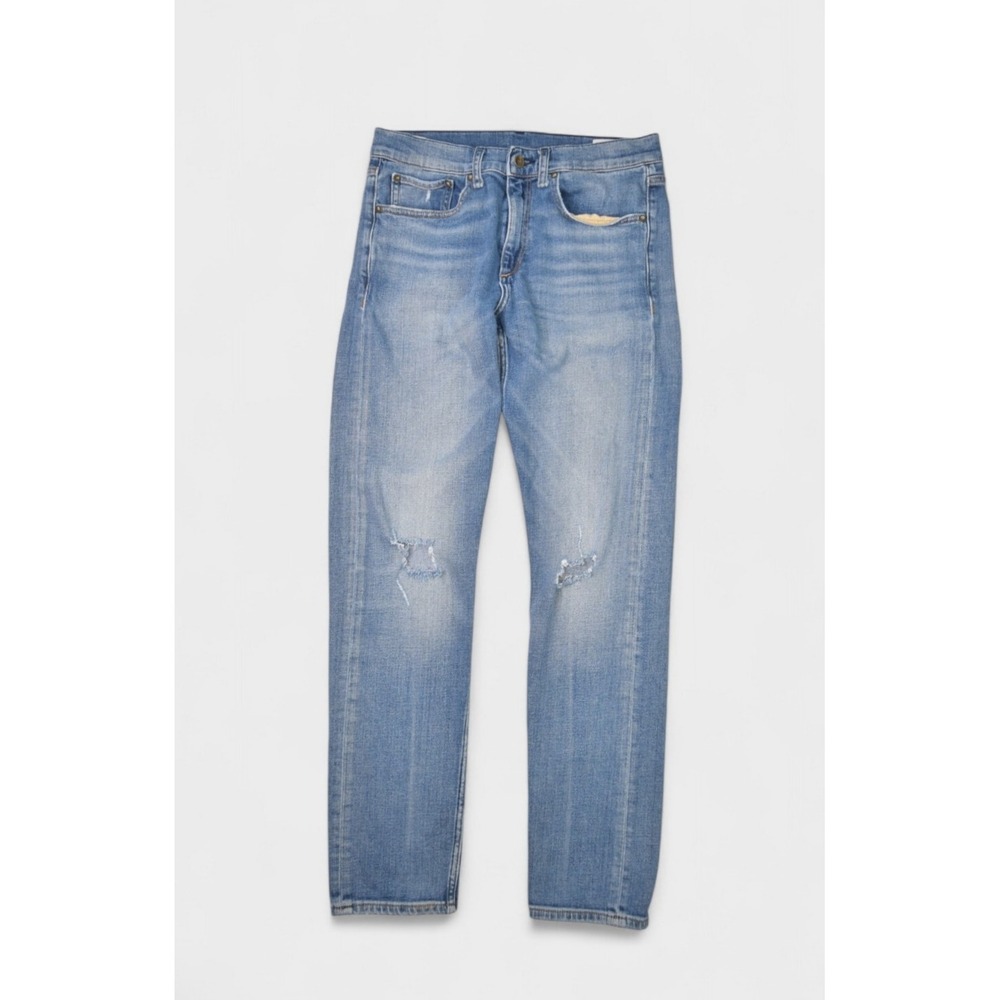 Rag & Bone Mens Jeans 32 Fit 2 Slim Palisades Distressed Straight Leg Faded Blue